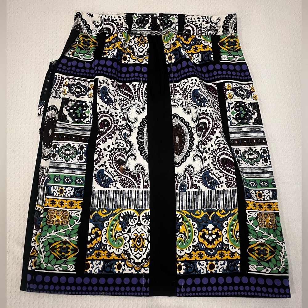 Handmade Upcycled Multicolor Mosaic Paisley Patterned Women's Pencil Skirt OS - Picture 13 of 17
